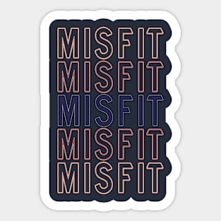 Misfit Repeating Text Shirt Multicolor Sticker